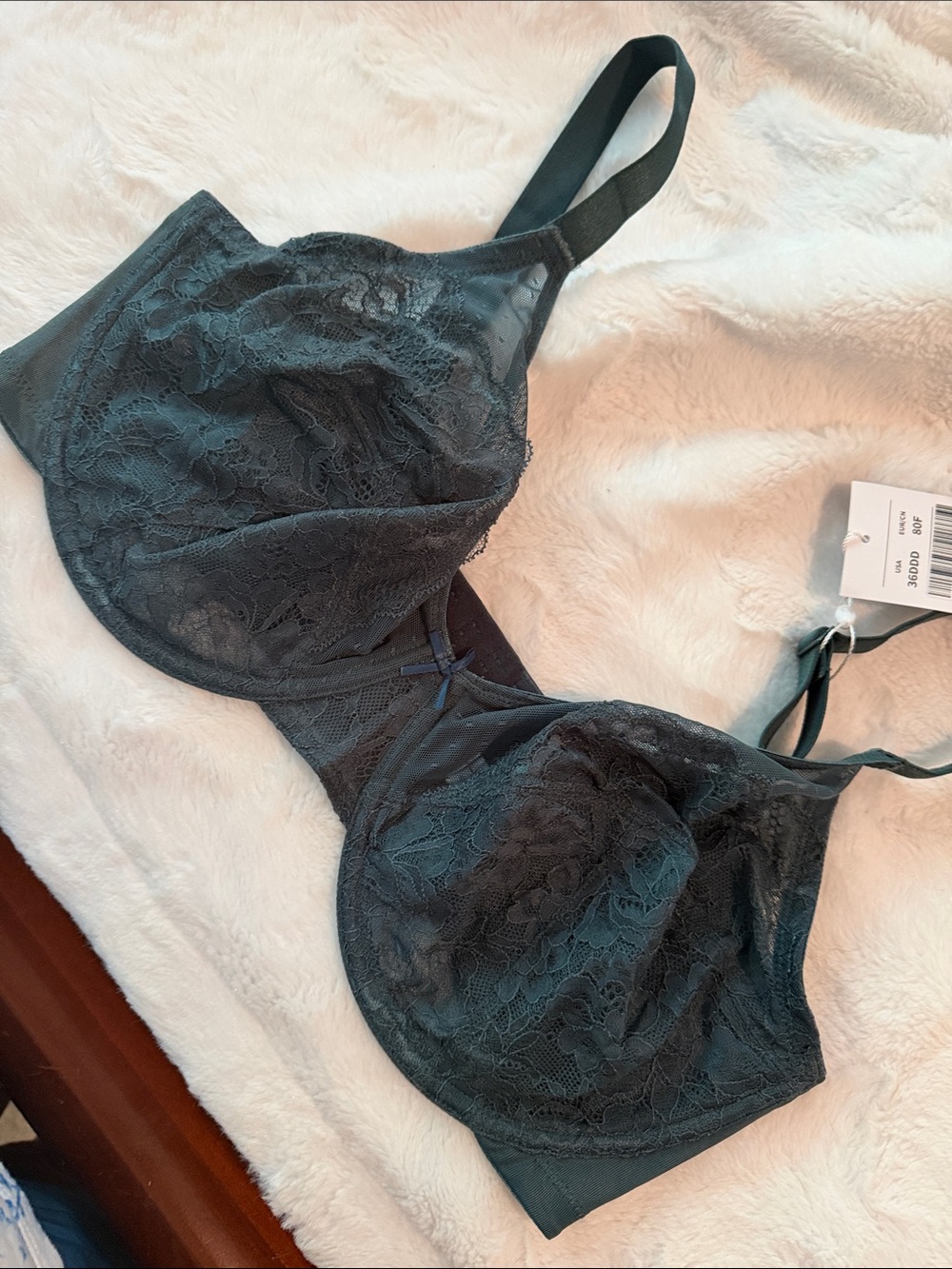 Sheer Lace Underwire Bra in green lace - Women's Intimates